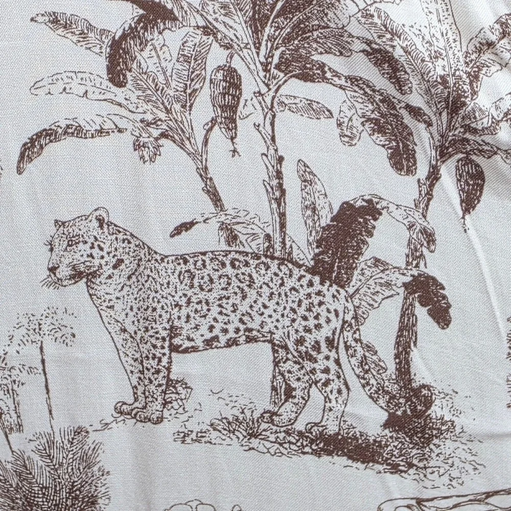 Cloth and Portrait Safari Toile Maxi Dress Sz XL Cream Leopard Tiered Jungle - Picture 8 of 12